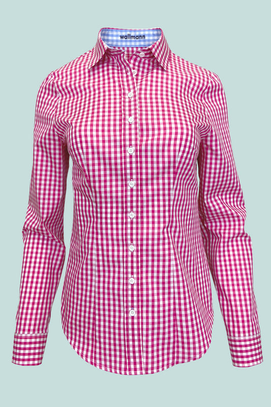 Taillierte Karobluse | pink