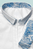 Stretchbluse mit Paisleydetail | blau