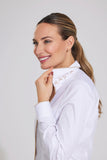 Baumwoll-Stretchbluse mit Hirschstickerei | beige