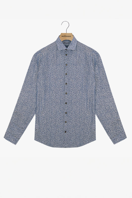 Langarmhemd mit floralem Druck | blau