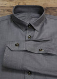 Wallmann, Langarmhemd-Detail, Button Down-Kragen, Stepp in beige, schwarz/grau, 100% Baumwolle