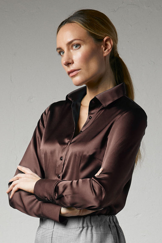 Seidenbluse | braun