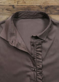 Bluse, Detail, braun, abnehmbare Rüsche, boxy fit, Herbst/Winter Wallmann